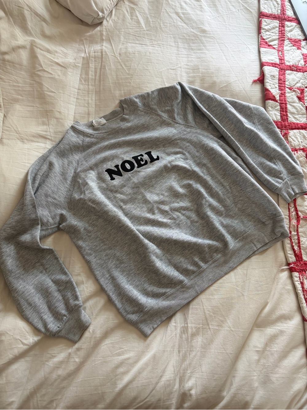 Vintage Heather Gray Sweatshirt with Black NOEL Script front / ABAD back